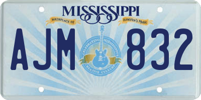 MS license plate AJM832