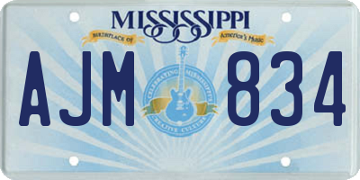 MS license plate AJM834