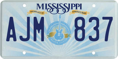 MS license plate AJM837