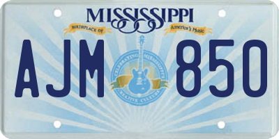 MS license plate AJM850
