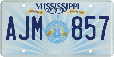MS license plate AJM857