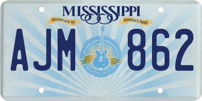 MS license plate AJM862