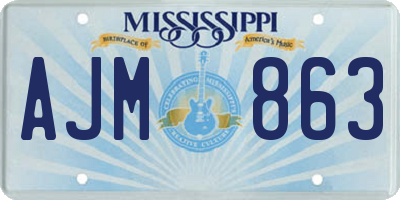 MS license plate AJM863