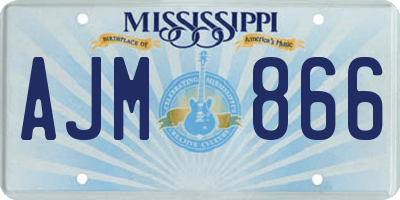 MS license plate AJM866