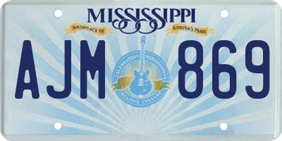 MS license plate AJM869