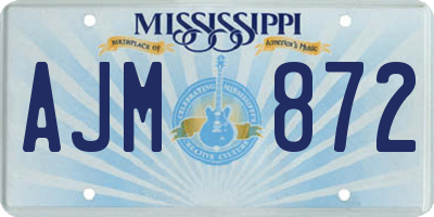 MS license plate AJM872
