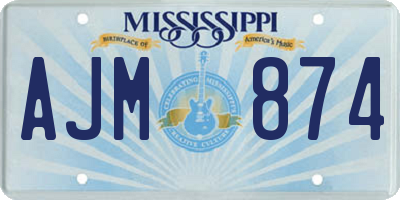 MS license plate AJM874