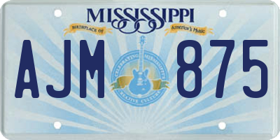 MS license plate AJM875