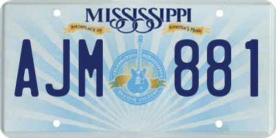 MS license plate AJM881