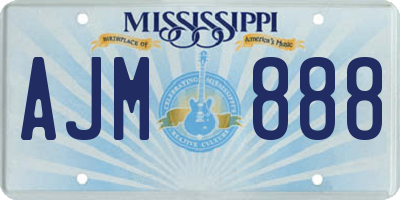 MS license plate AJM888