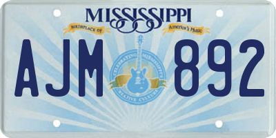 MS license plate AJM892