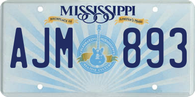 MS license plate AJM893