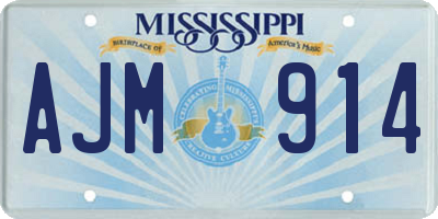 MS license plate AJM914