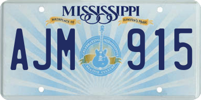 MS license plate AJM915