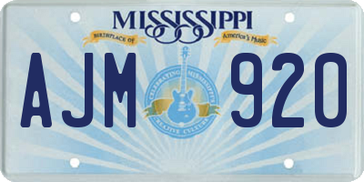 MS license plate AJM920