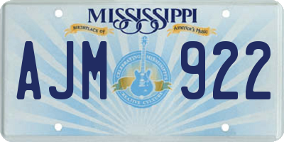 MS license plate AJM922