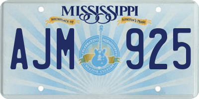 MS license plate AJM925