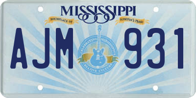 MS license plate AJM931