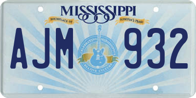 MS license plate AJM932