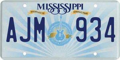 MS license plate AJM934