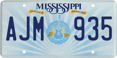 MS license plate AJM935