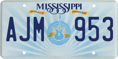 MS license plate AJM953