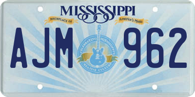 MS license plate AJM962