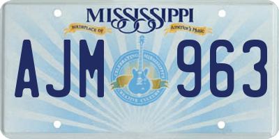 MS license plate AJM963