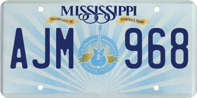 MS license plate AJM968