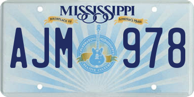 MS license plate AJM978