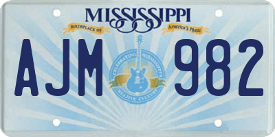 MS license plate AJM982
