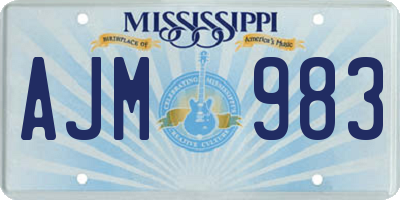 MS license plate AJM983