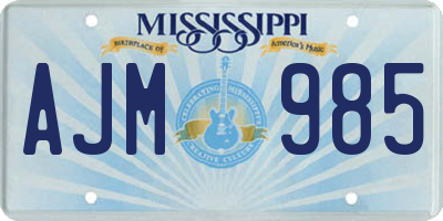 MS license plate AJM985