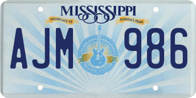 MS license plate AJM986