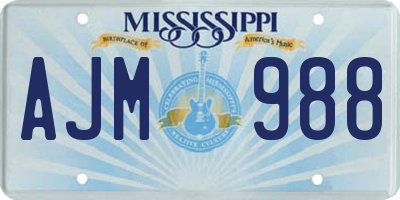 MS license plate AJM988