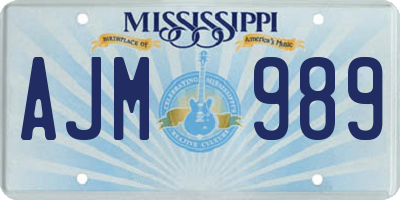 MS license plate AJM989