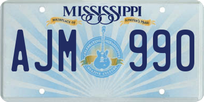 MS license plate AJM990