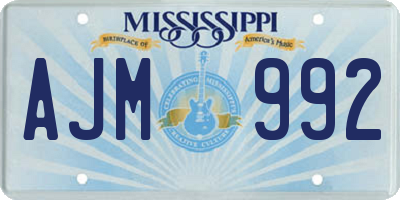 MS license plate AJM992