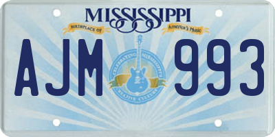 MS license plate AJM993