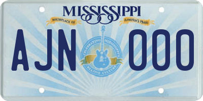 MS license plate AJN000