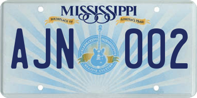 MS license plate AJN002