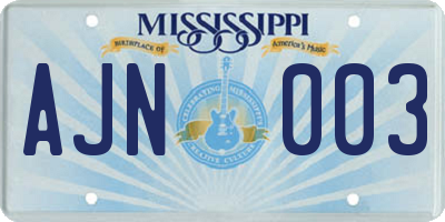 MS license plate AJN003