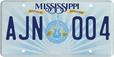 MS license plate AJN004
