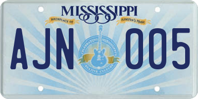 MS license plate AJN005