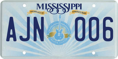 MS license plate AJN006