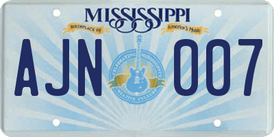 MS license plate AJN007