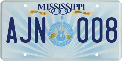 MS license plate AJN008