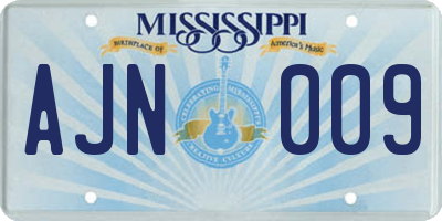 MS license plate AJN009