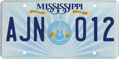MS license plate AJN012