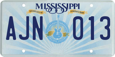 MS license plate AJN013